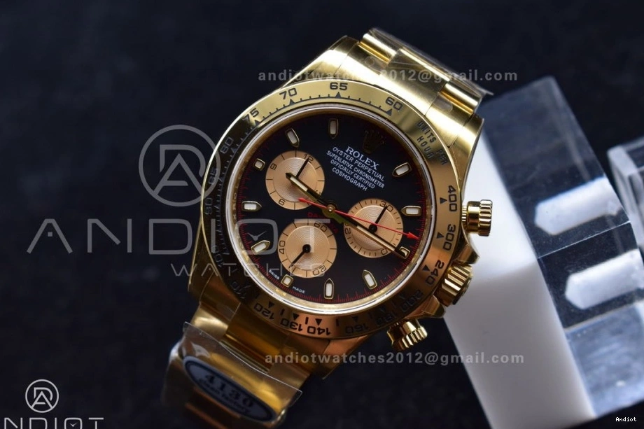 Best 1:1 Black Markers Clean 116505 Bracelet Daytona Edition V2 YG Dial SA4130 on YG 0212